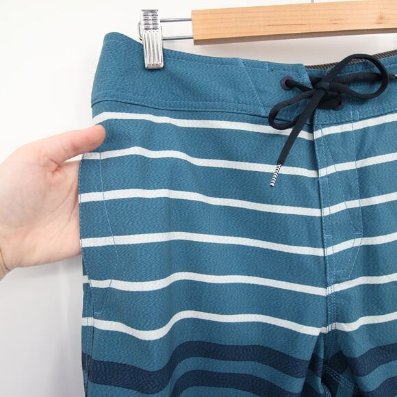 Volcom Men's Swim Trunks Blue Aged Indigo Striped Quarta Static Mod-Tech Size 30 - Picture 6 of 13